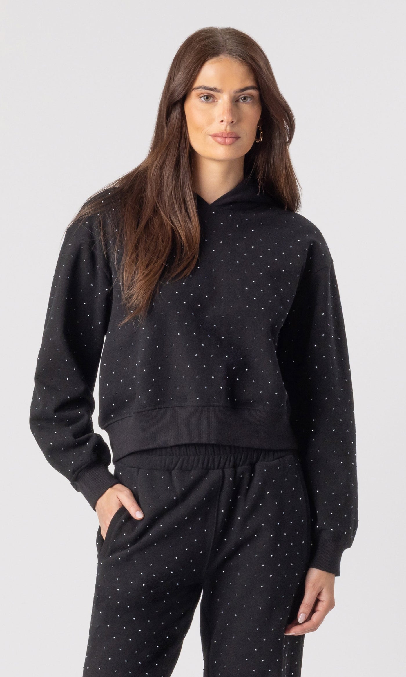 RENAE CRYSTAL HOODIE IN BLACK