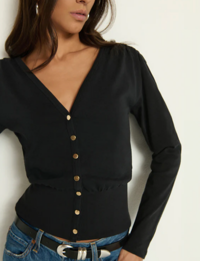 COLETTE CARDIGAN TOP IN JET BLACK
