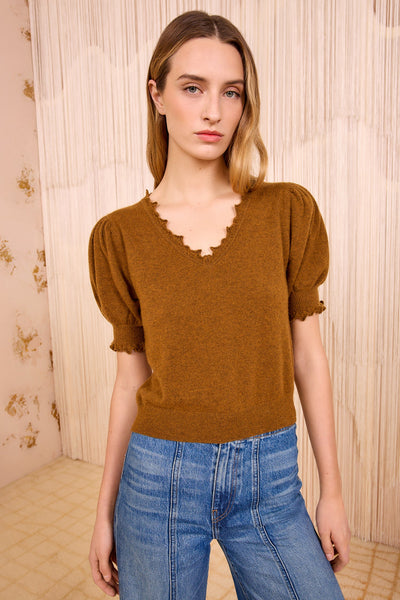 POLLINE SHORT SLEEVE TOP IN UMBER