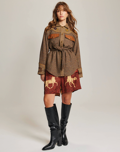 KIARA BELTED JACKET IN BROWN
