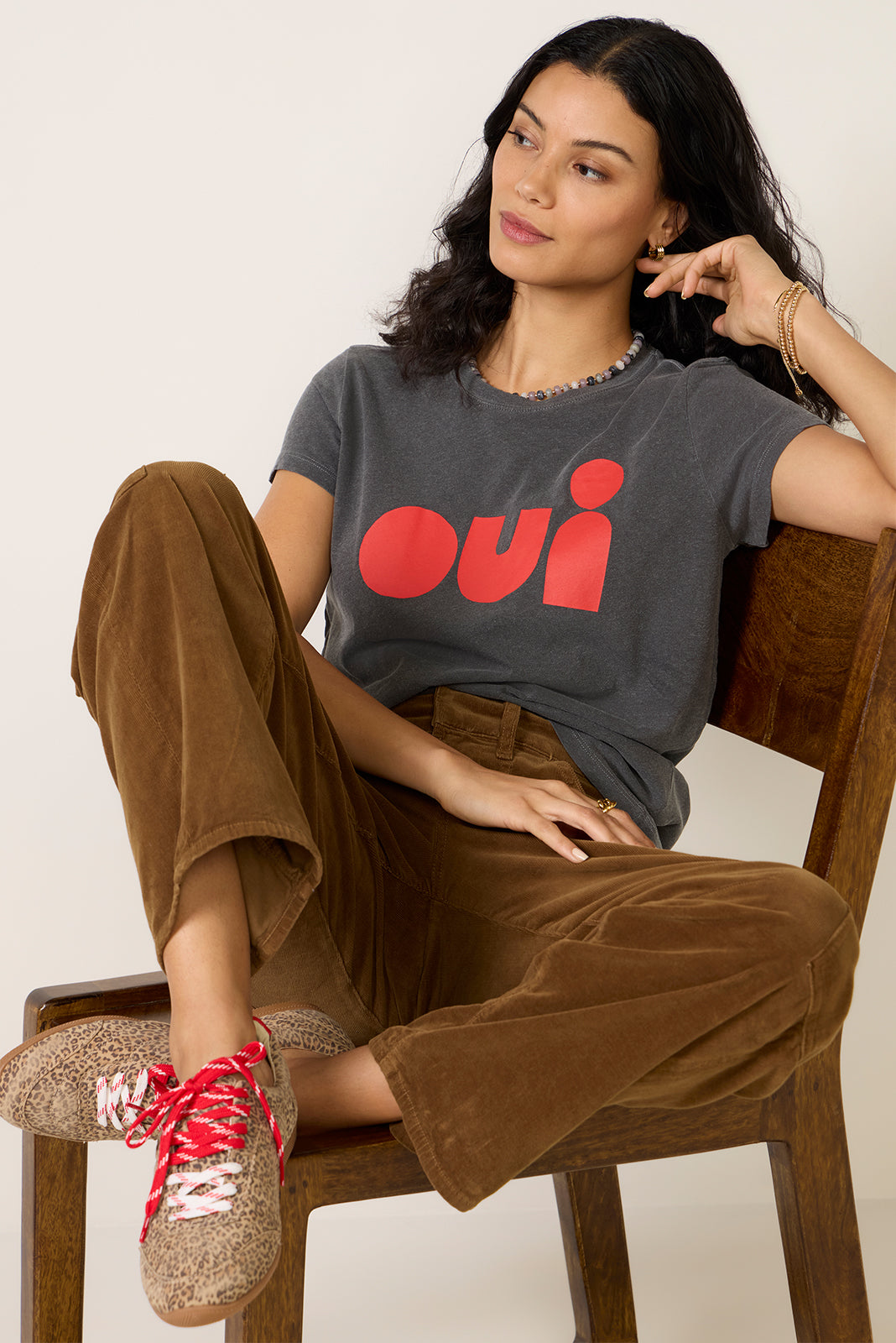 OUI CLASSIC TEE IN FADED BLACK
