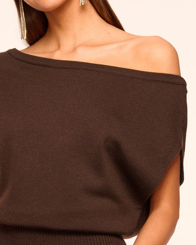 CHET MERINO OFF-THE-SHOULDER SWEATER IN BOHO BROWN