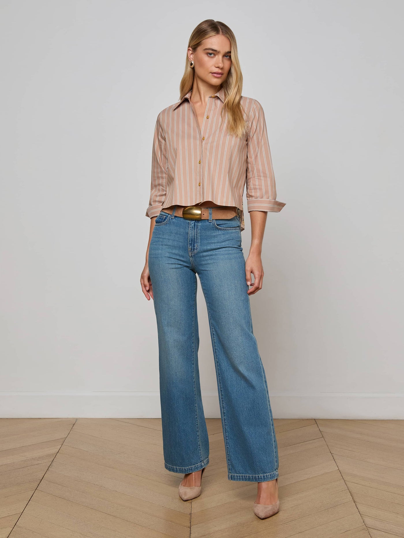 FAWN WESTERN CARD PRINT SHIRT IN STRIPE/TAN MULTI