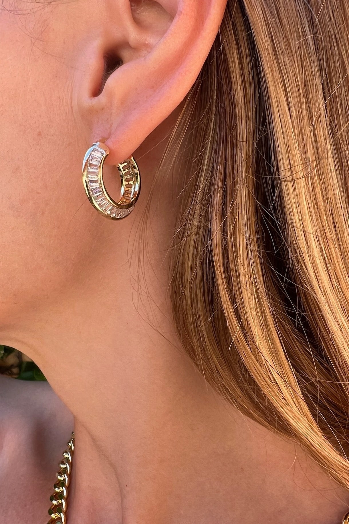 Native Gem Razor Edge Hoop Earrings at Romi Boutique