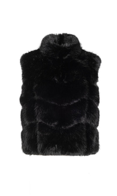 ROSARIO FAUX FUR VEST IN BLACK