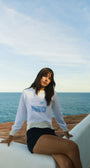CATHERINE GEE Embroidered Sweatshirt "This is a Lifestyle" at Romi Boutique