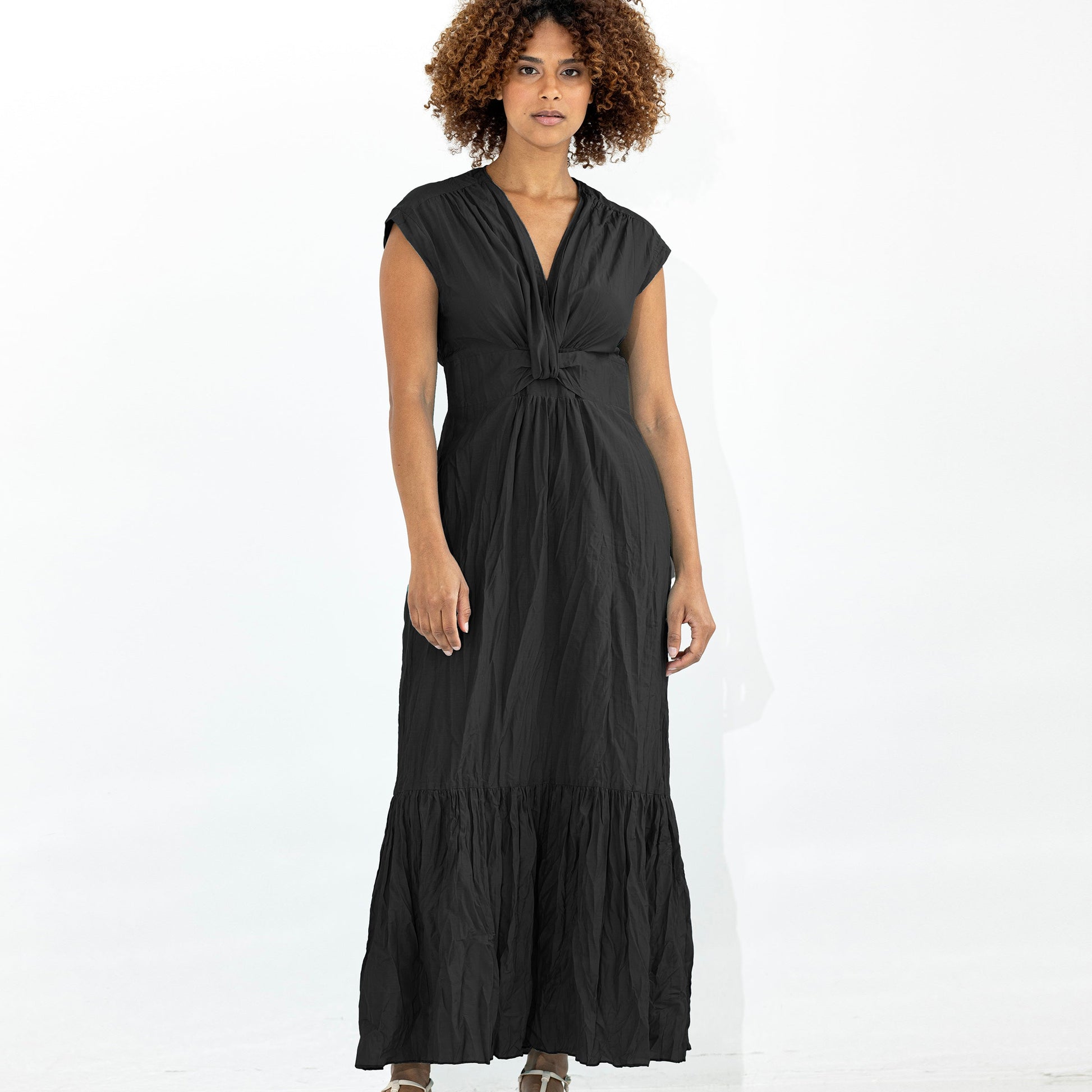Go Silk Go Crinkle Cut Twist Dress at Romi Boutique