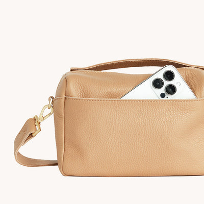 EVAN CROSSBODY SMALL IN TOAST TAN/BRUSHED GOLD
