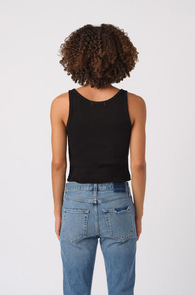 CROP RIB TANK IN BLACK - Romi Boutique