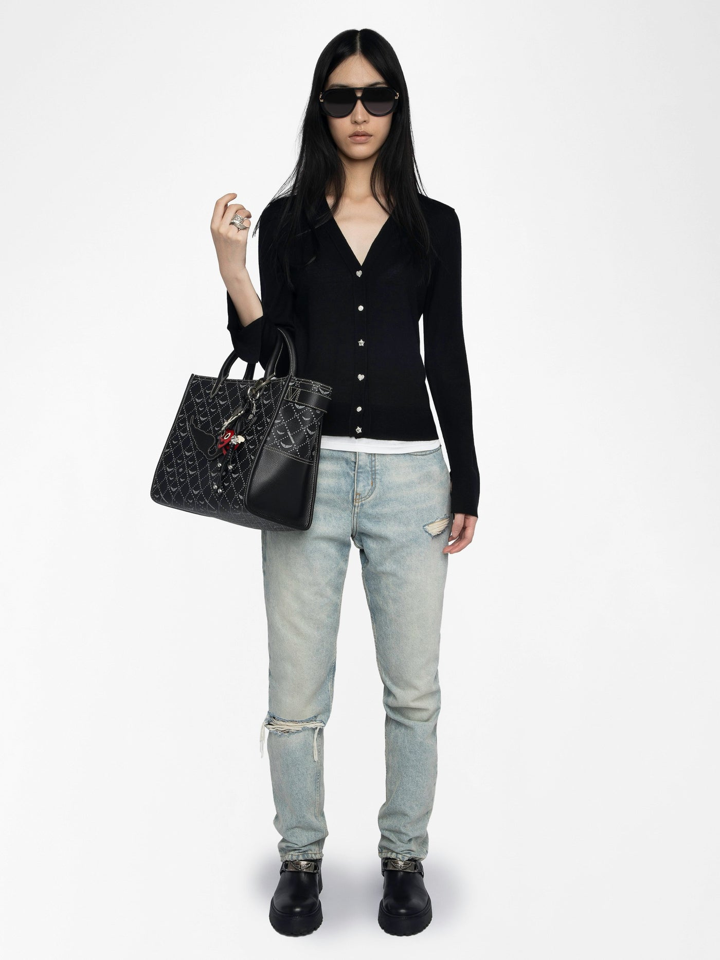 JEMMA WOOL CARDIGAN IN BLACK