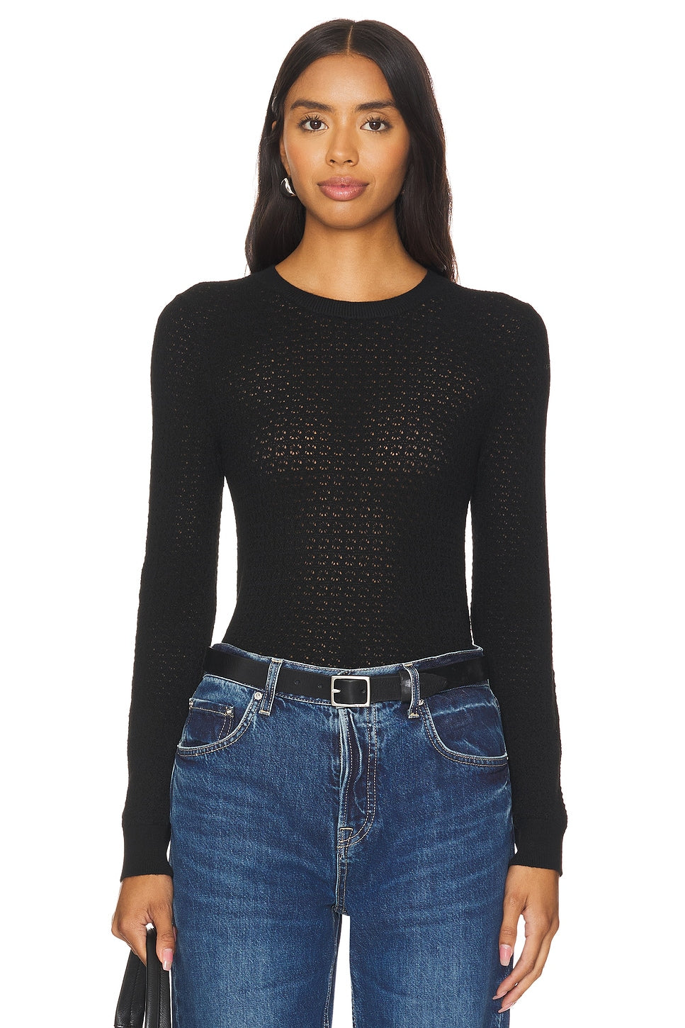 HOLLY CREW NECK PULLOVER IN BLACK - Romi Boutique
