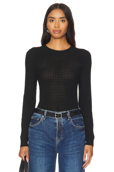 HOLLY CREW NECK PULLOVER IN BLACK - Romi Boutique