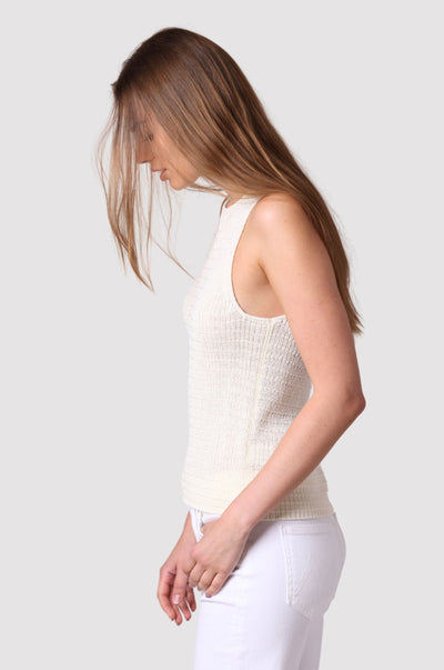 LINEN COTTON BLEND TANK IN WHITE