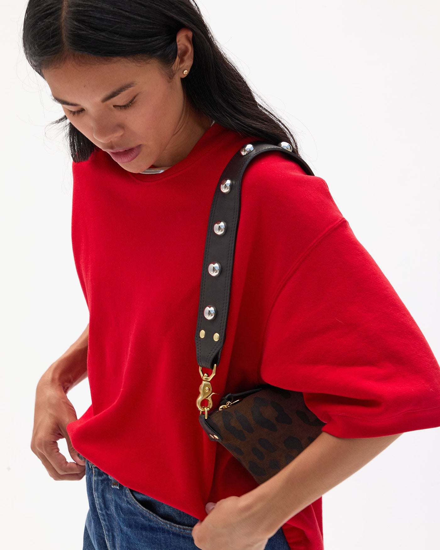 SHOULDER STRAP IN BLACK W/ STUDS