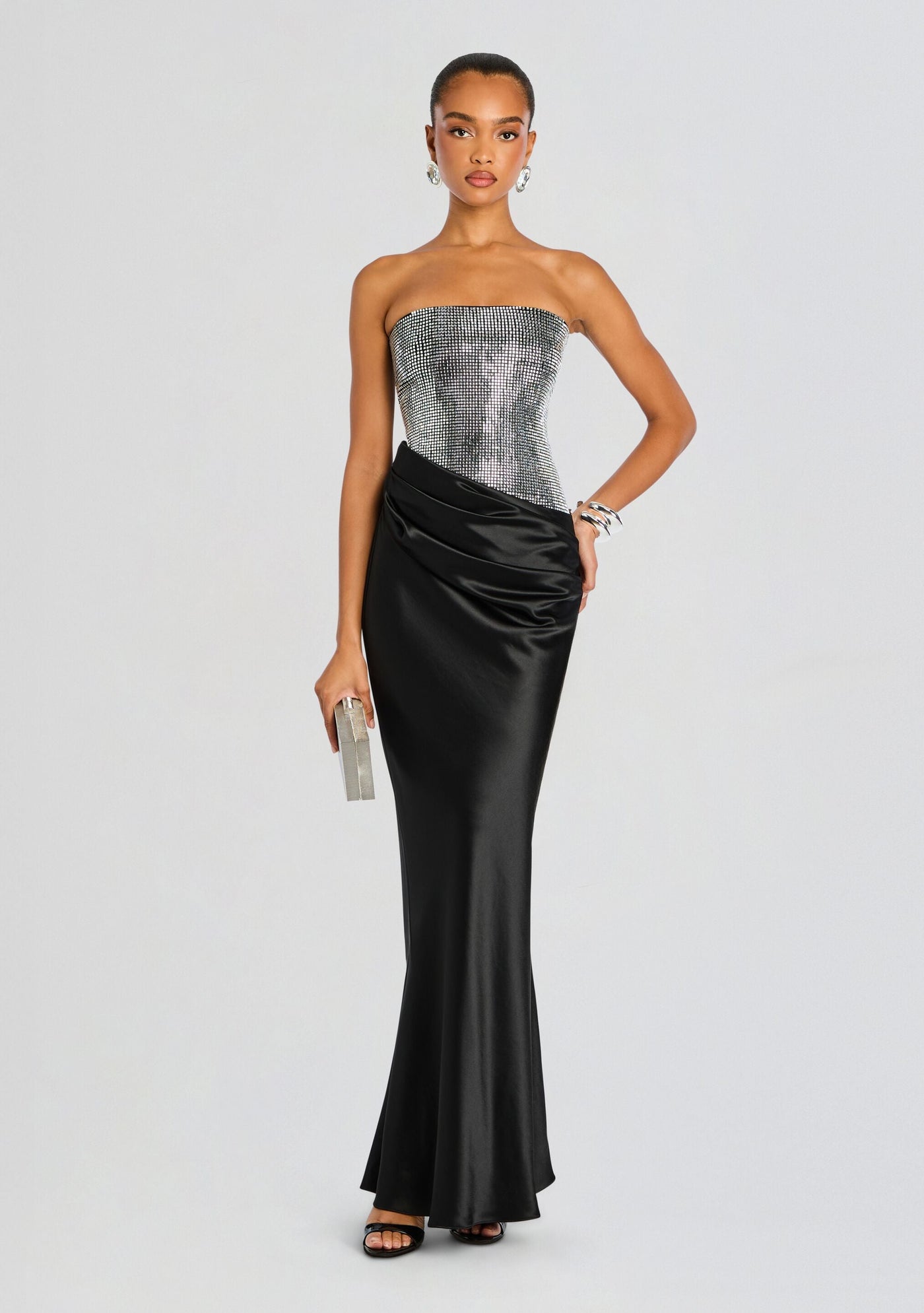 ALEXANDRA DRESS IN BLACK/SILVER