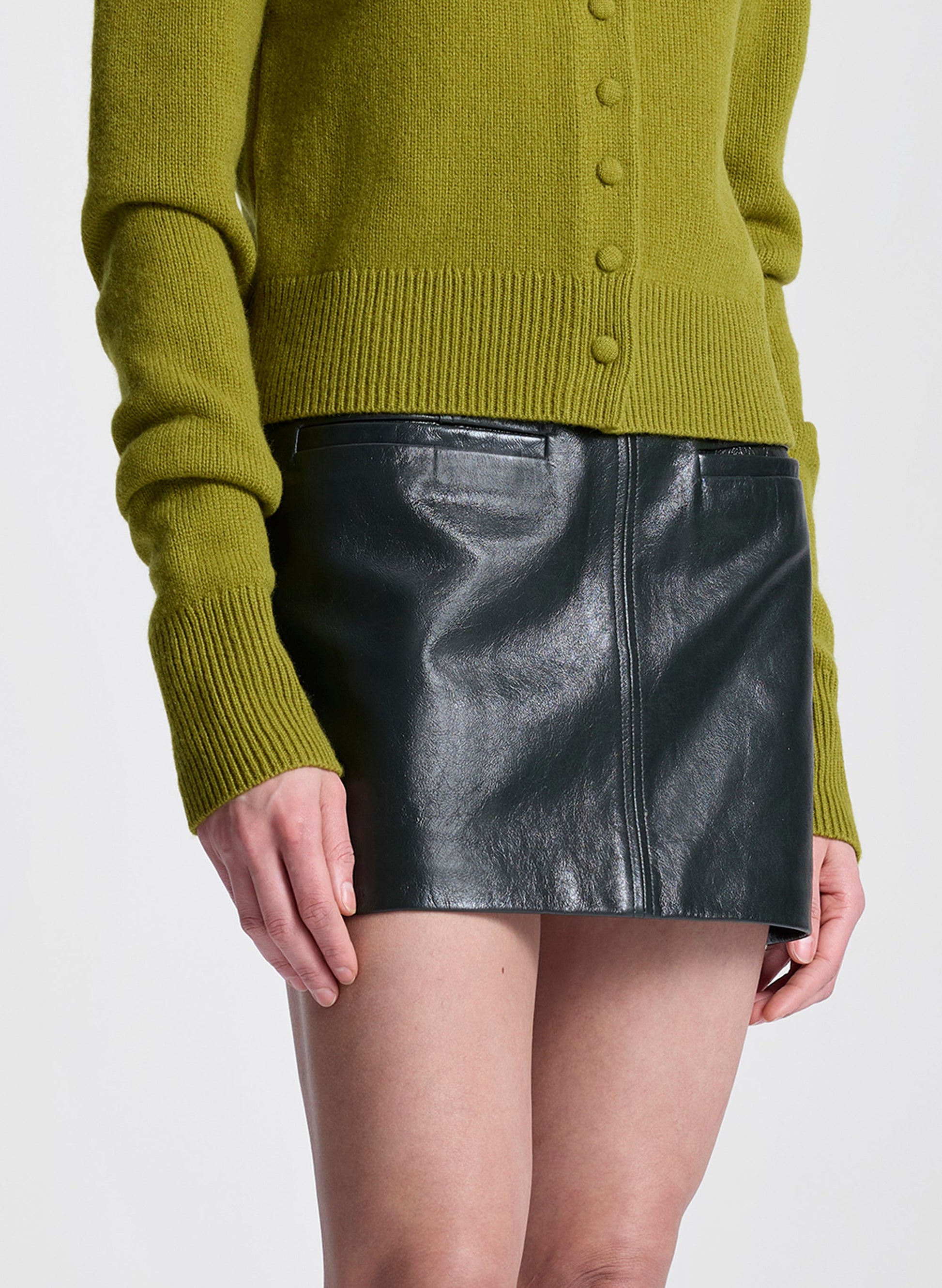 A.L.C Cowan Leather Mini Skirt at Romi Boutique