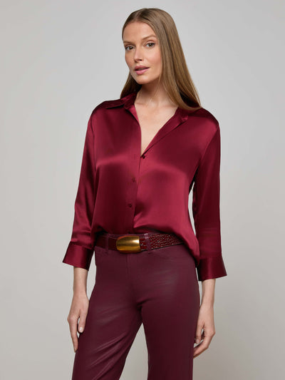 DANI 3/4 SLEEVE BLOUSE IN BLACK CHERRY