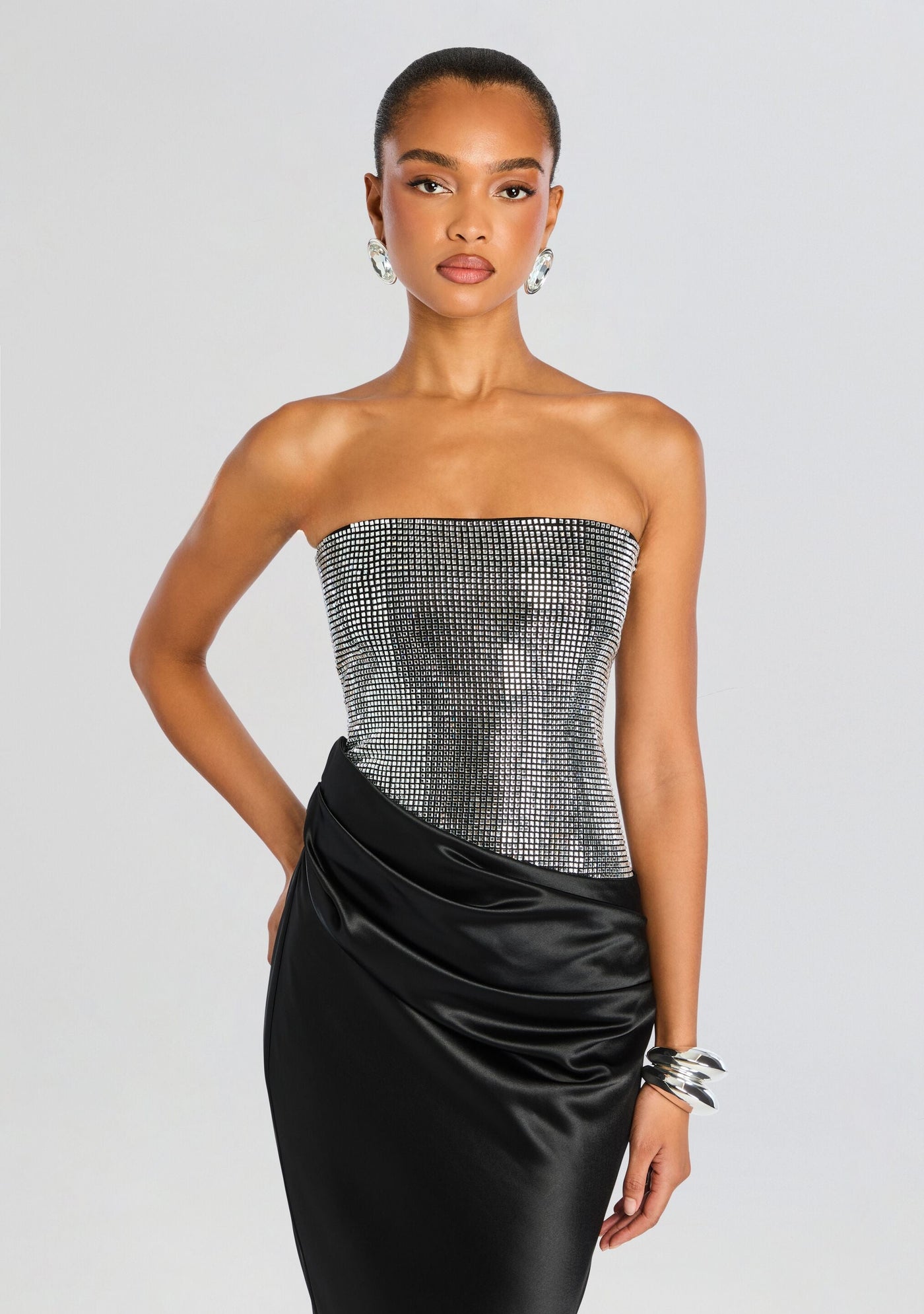 ALEXANDRA DRESS IN BLACK/SILVER