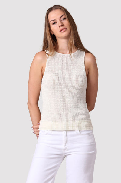 LINEN COTTON BLEND TANK IN WHITE