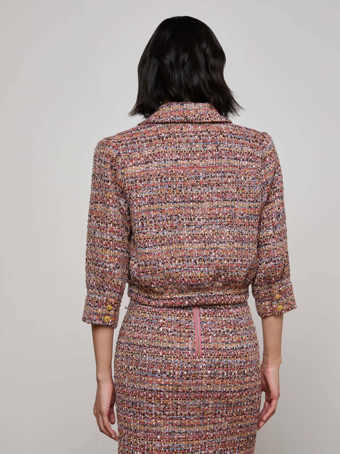 JIA TWEED JACKET IN MAUVE/TAN MULTI