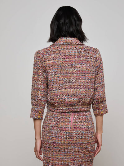 JIA TWEED JACKET IN MAUVE/TAN MULTI