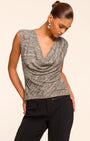 Ramy Brook AZUL LUREX KNIT COWL NECK TOP at Romi Boutique