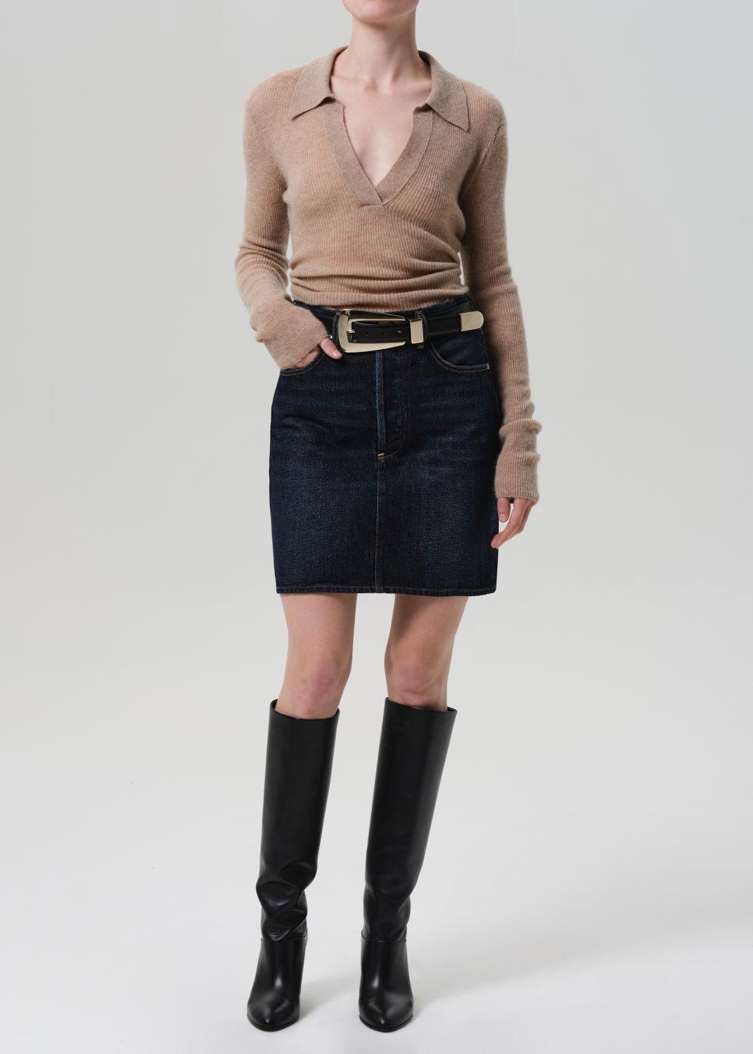 SIMONE POLO SWEATER IN MUSHROOM
