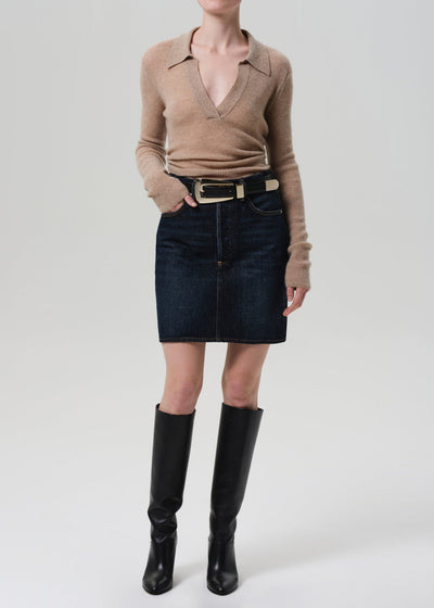 SIMONE POLO SWEATER IN MUSHROOM