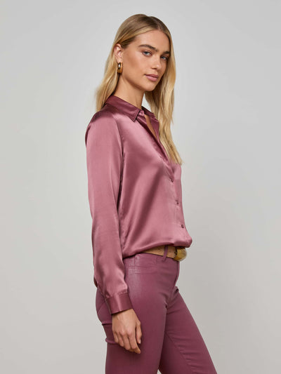 TYLER SILK BLOUSE IN DARK MAUVE