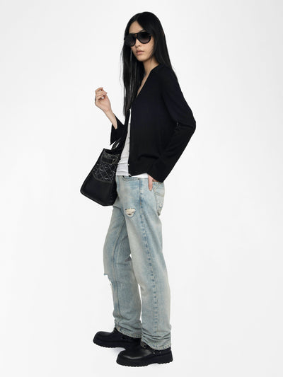 JEMMA WOOL CARDIGAN IN BLACK