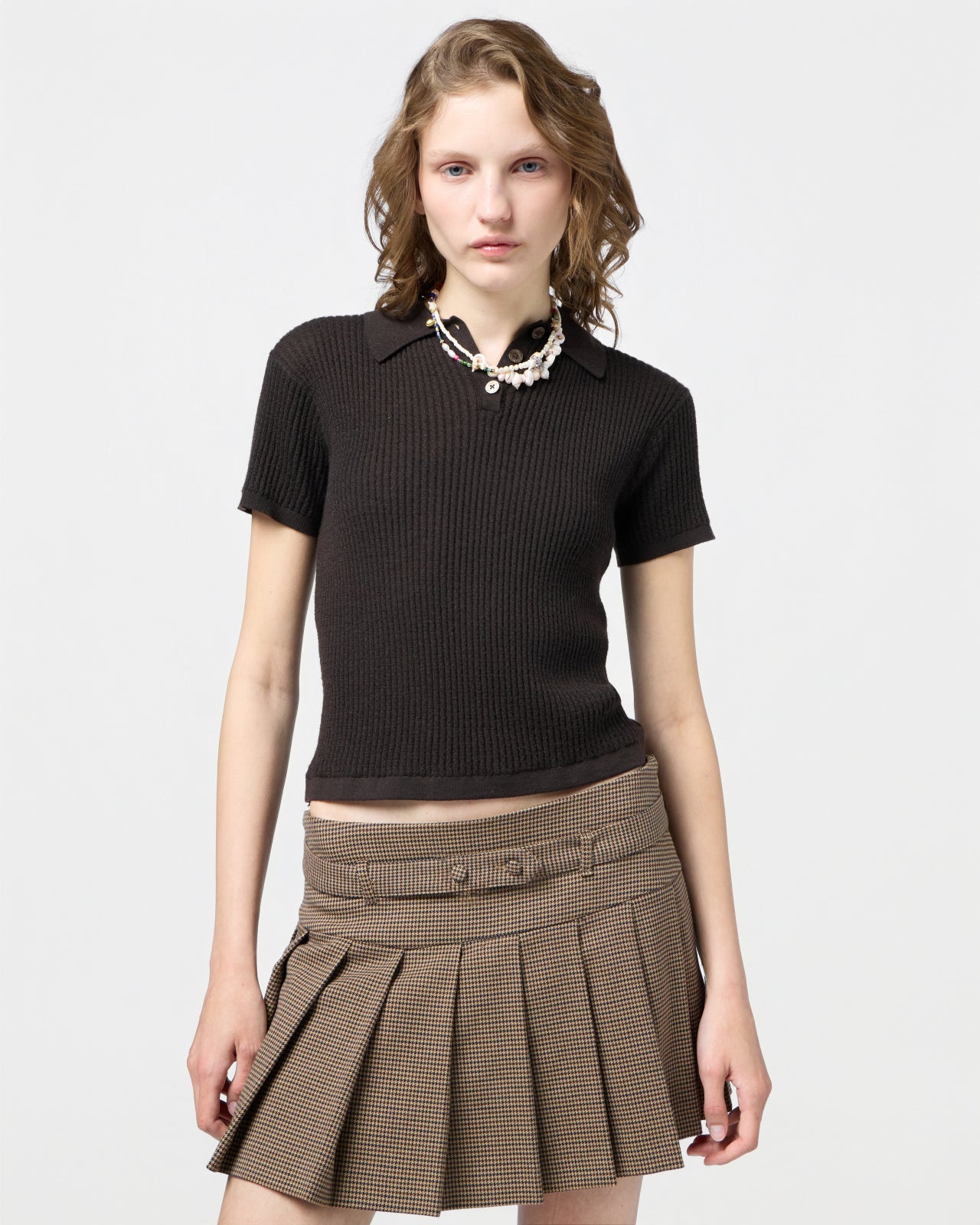 SHRUNKEN POLO IN BURNT COCOA