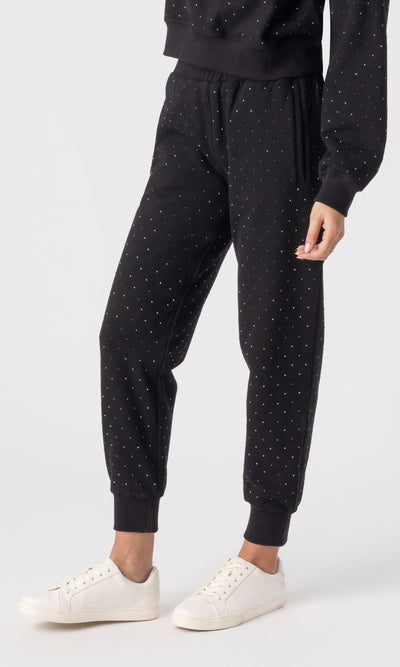 RUEL CRYSTAL SWEATPANTS IN BLACK