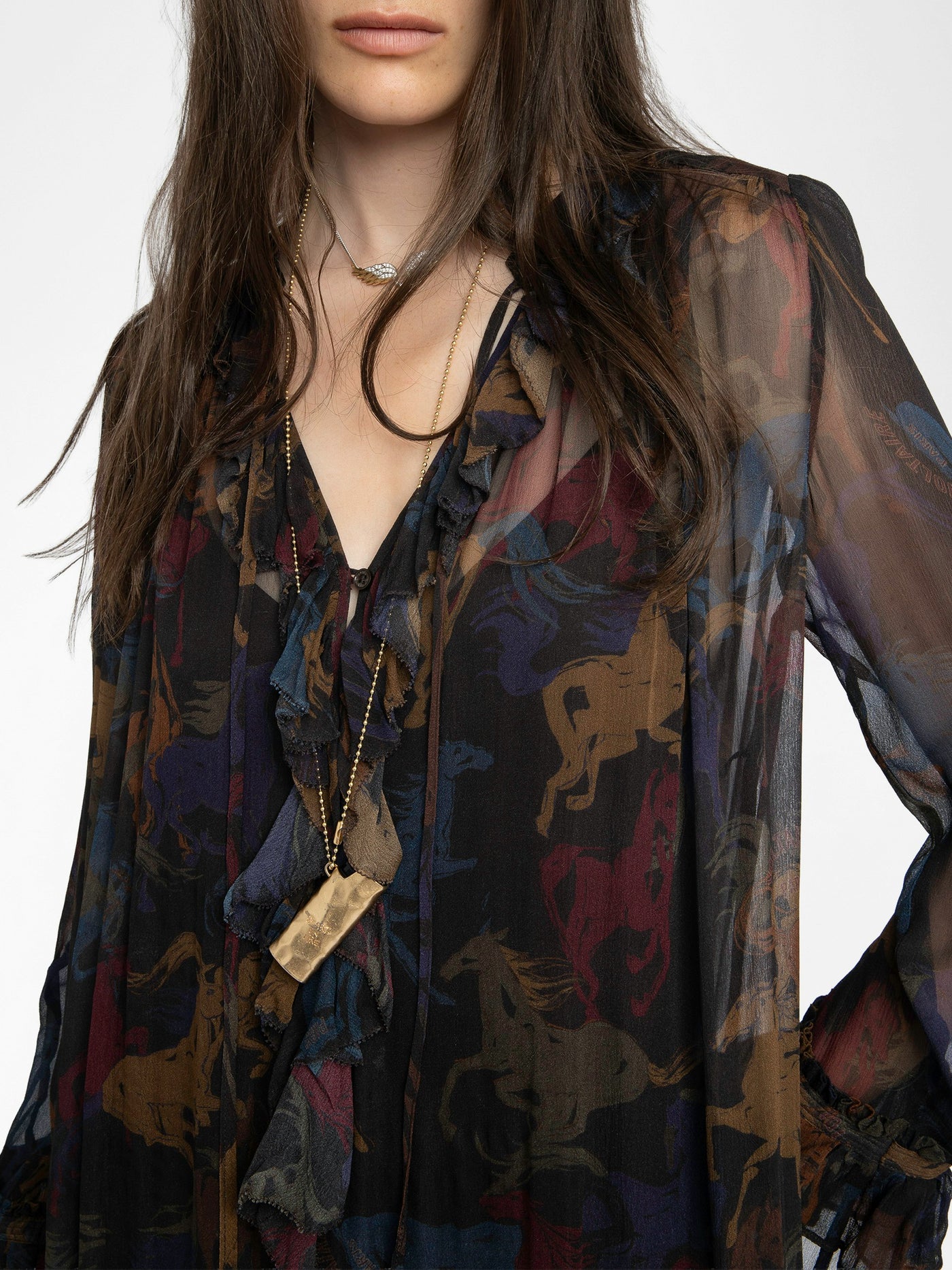 RALICEL HORSES DRESS IN DARK CHOCOLATE