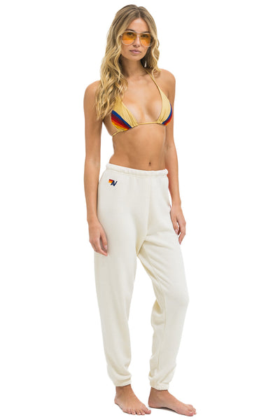 5 STRIPE SWEATPANTS IN VINTAGE WHITE/NEON