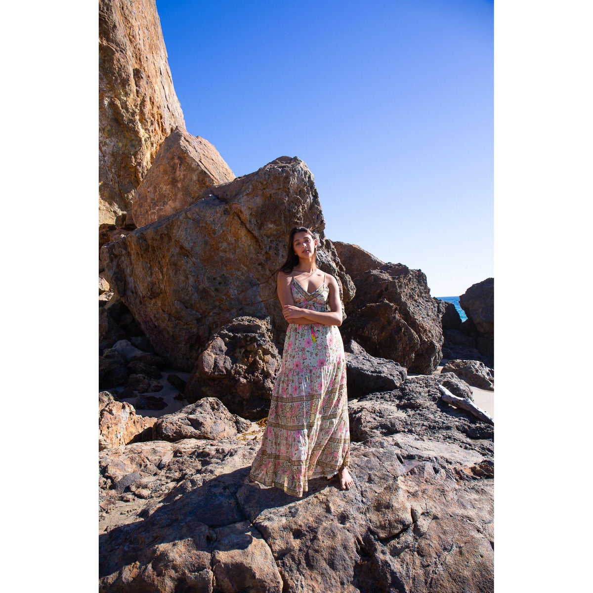 SABRINA MAXI DRESS IN MINT AND PINK FLORAL