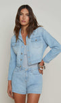 L'Agence KODA CROPPED CHAMBRAY JACKET at Romi Boutique