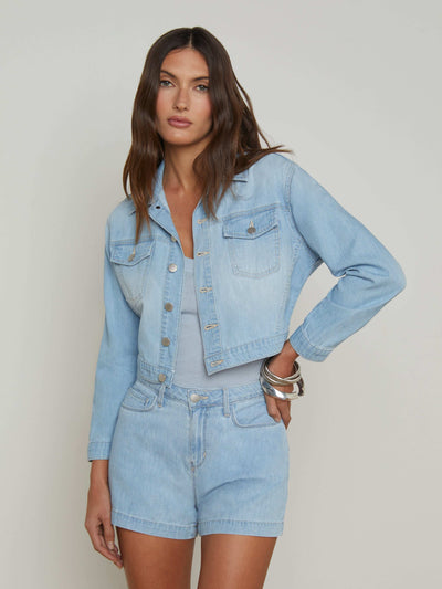KODA CROPPED CHAMBRAY JACKET IN DAKOTA - Romi Boutique