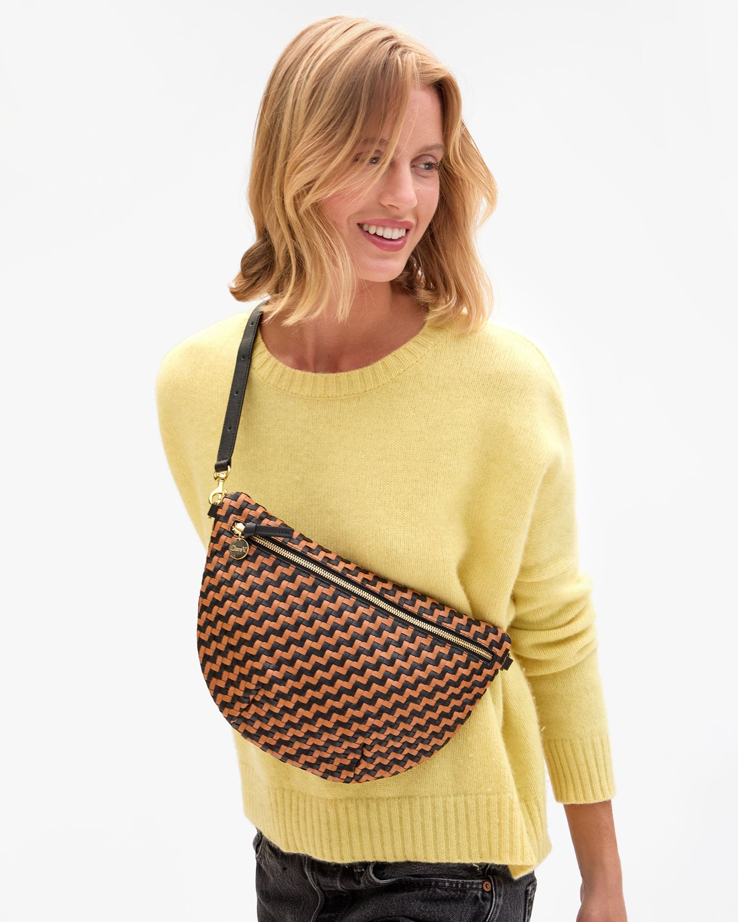 Clare V GRANDE FANNY WOVEN ZIG ZAG at Romi Boutique