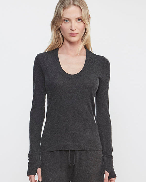 Cashmere Easy Cuffed U Top