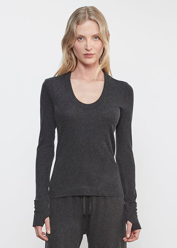 Cashmere Easy Cuffed U Top