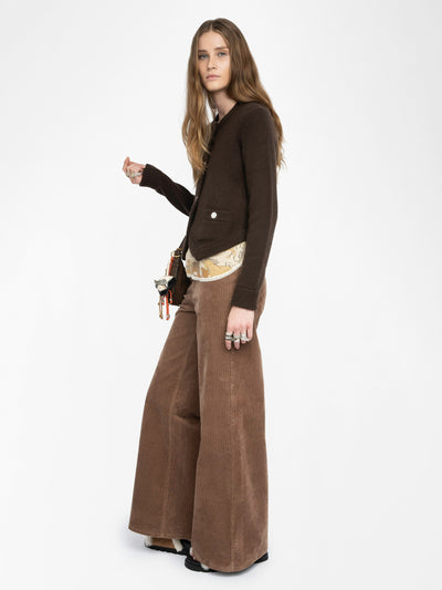 WESTIA CASHMERE CARDIGAN IN DARK CHOCOLATE