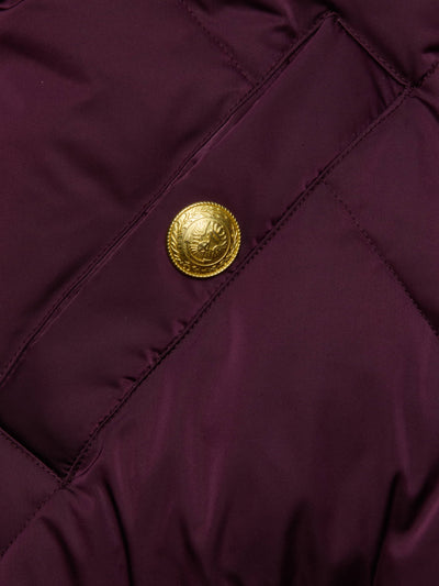 VIOLETA REVERSIBLE PUFFER IN WINE/HERRINGBONE