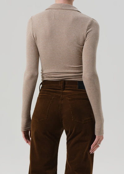SHAEA POLO IN CHILTERN OATMEAL STRIPE