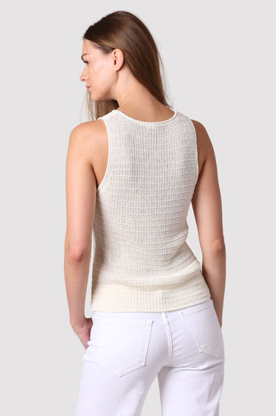 LINEN COTTON BLEND TANK IN WHITE