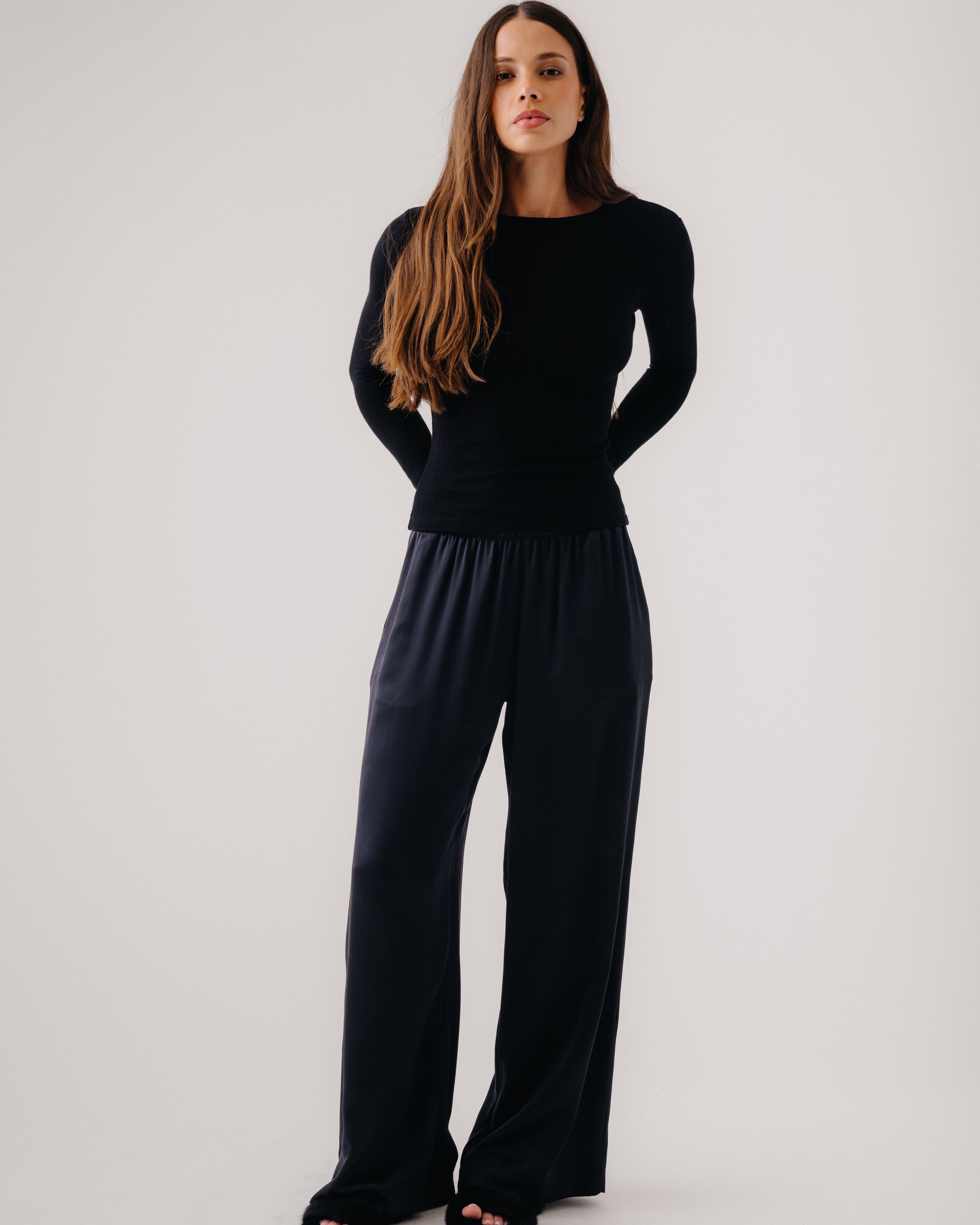 Brynn High Rise Pull On Wide Leg Pant
