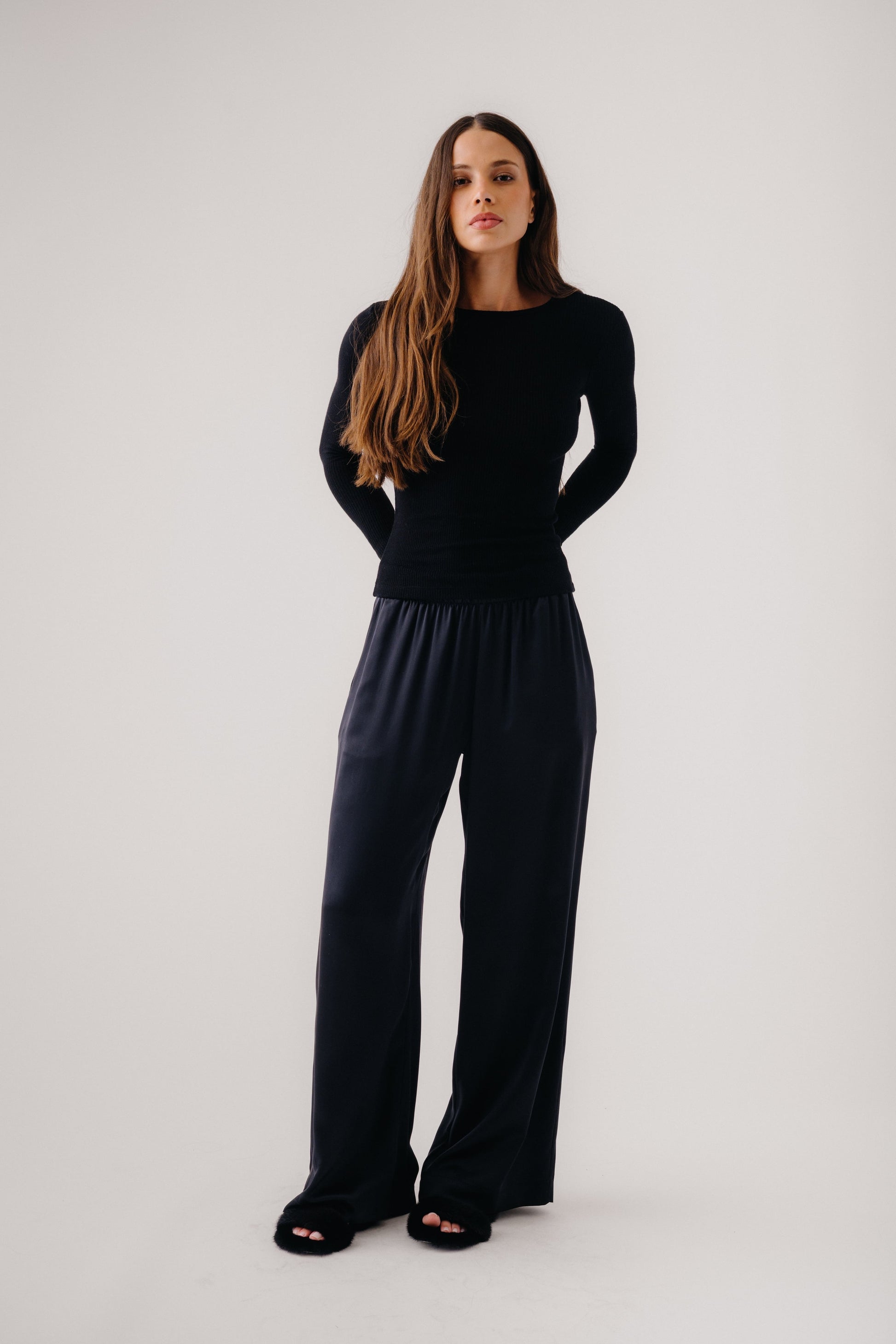 Brynn High Rise Pull On Wide Leg Pant