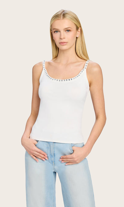 IRIS CRYSTAL TANK TOP IN WHITE - Romi Boutique