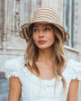 Freya Striped Scallop Crochet Bucket Hat at Romi Boutique