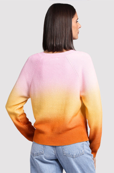 COTTON CASHMERE OMBRE BABY SHAKER CREW IN WARM COMBO