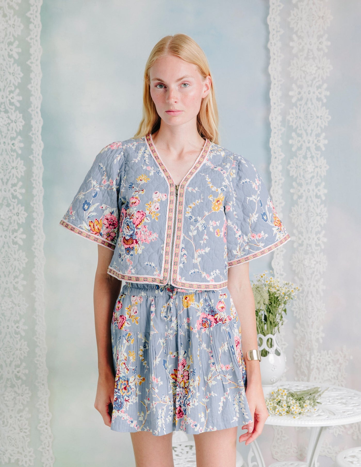 MELIE MINI SKIRT IN POWERSCOURT GARDEN FLORAL